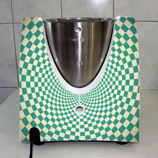 Stickers Thermomix TM 31 Damier turquoise 