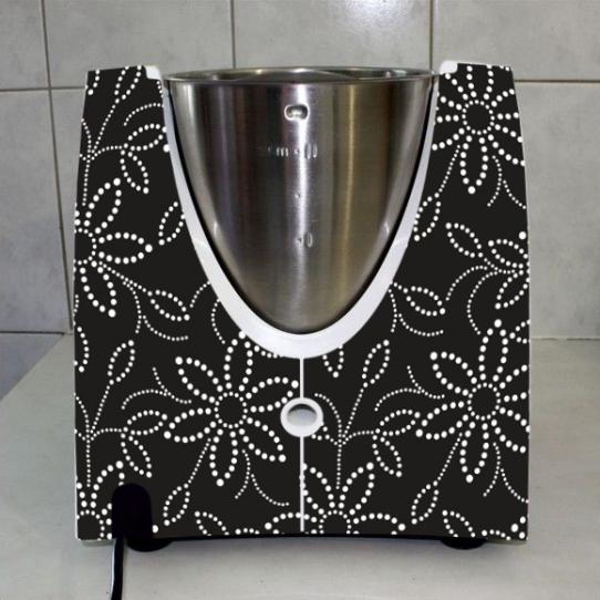 Stickers Thermomix TM31 Fleur graphique noire 