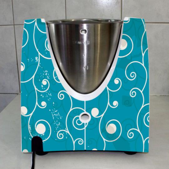 Stickers Thermomix TM31 Liseret sur fond turquoise 