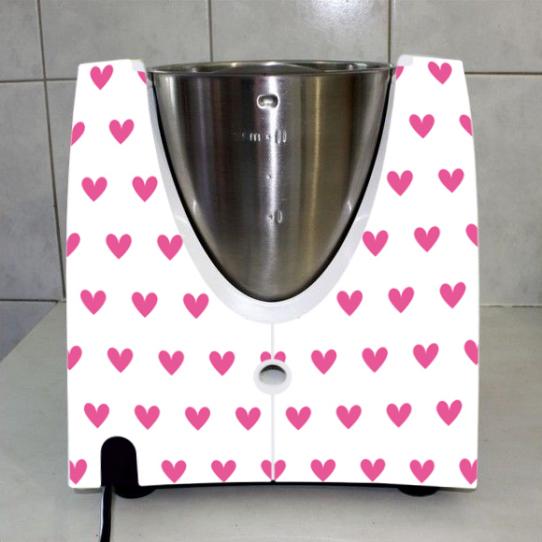 Stickers Thermomix TM31  Pluie de coeur rose 