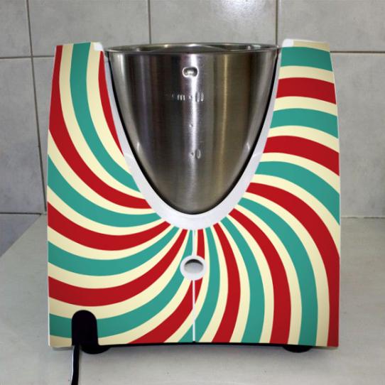Stickers Thermomix TM31 Rayé turquoise et rouge 