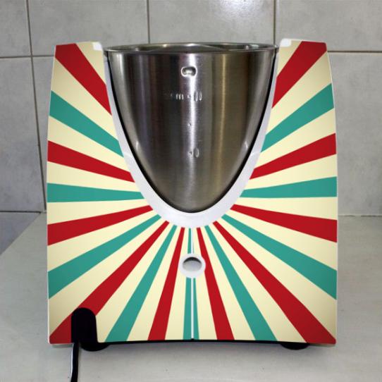 Stickers Thermomix TM31 Rayé turquoise et rouge 2 