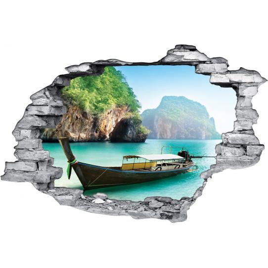 Stickers Trompe l'oeil 3D Bateau 2