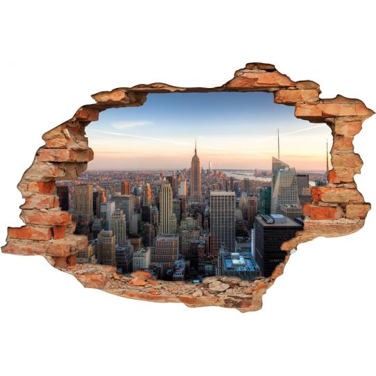 Sticker mural trompe l'oeil mur de pierre déco New York Brooklyn réf 911 