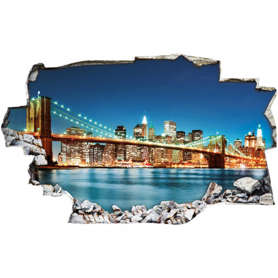 Stickers Trompe l'oeil 3D - New york nuit 2