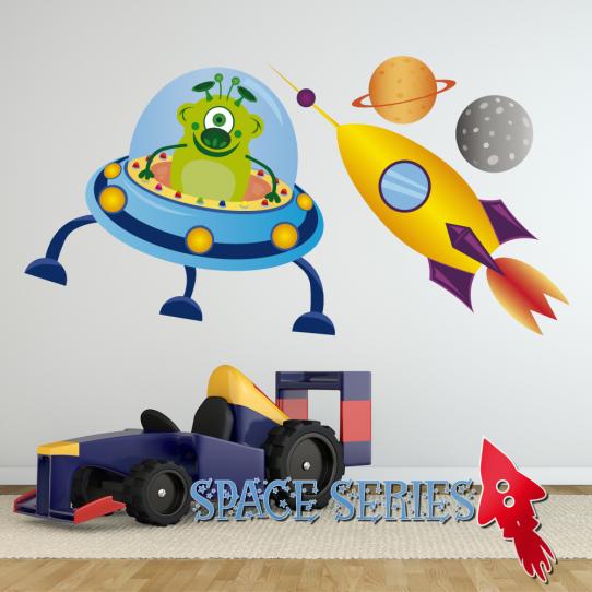 Autocollant Stickers enfant vaisseau et fusée