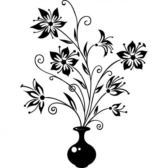 Stickers vase fleur