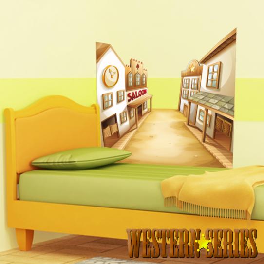 Autocollant Stickers enfant ville western