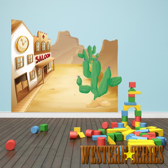 Autocollant Stickers enfant ville western