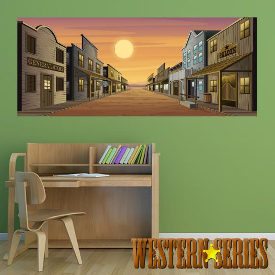 Autocollant Stickers enfant tableau ville western
