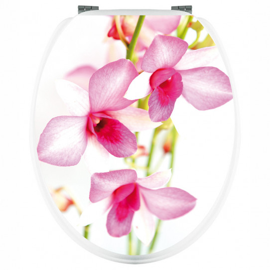 Sticker Pour Abattant WC - Motif Orchidée Et Eau - Dimensions 35x42 Cm - Adhésif Puissant Et Durable