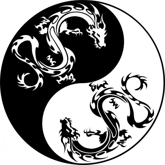 Stickers ying yang dragon