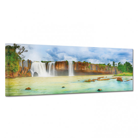 Tableau Impression Sur Toile 70x50cm - Cascade Pierres Eau, Décoration Murale Moderne
