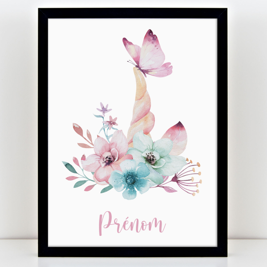 Affiche / Poster Prénom Enfants - Licorne