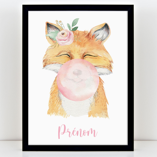 Affiche / Poster Prénom Enfants - Renard bulle