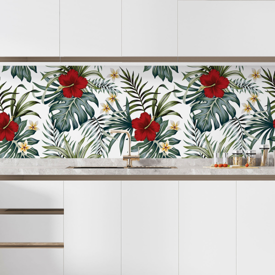 Crédence adhésive cuisine - Fleurs tropicales
