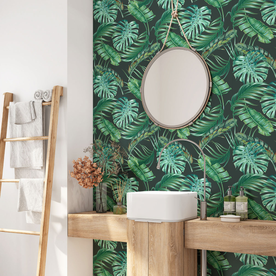 Crédence adhésive salle de bain - Feuilles Tropicales