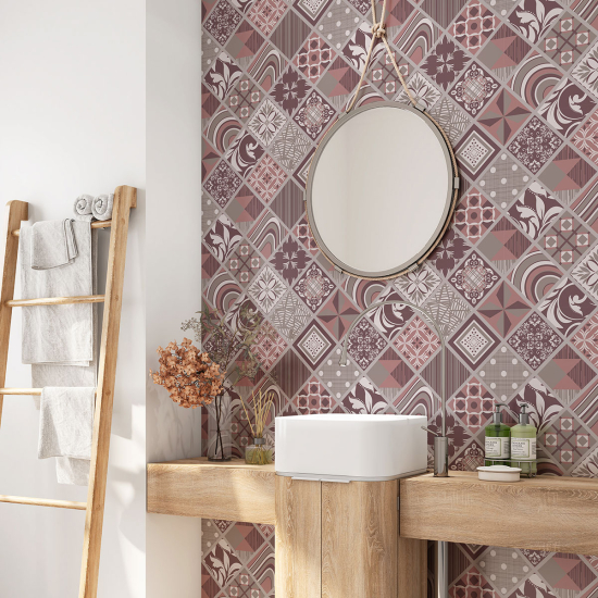 Crédence adhésive salle de bain - Motif carreaux de ciment