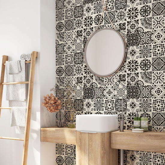Crédence adhésive salle de bain - Motif carreaux de ciment