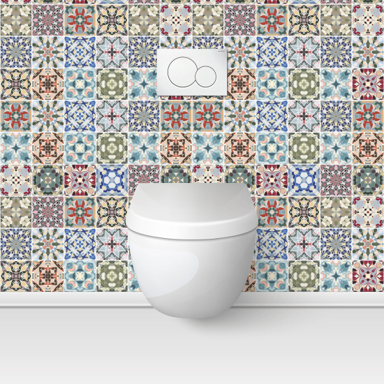 Crédence adhésive WC - Effet carreaux de ciment