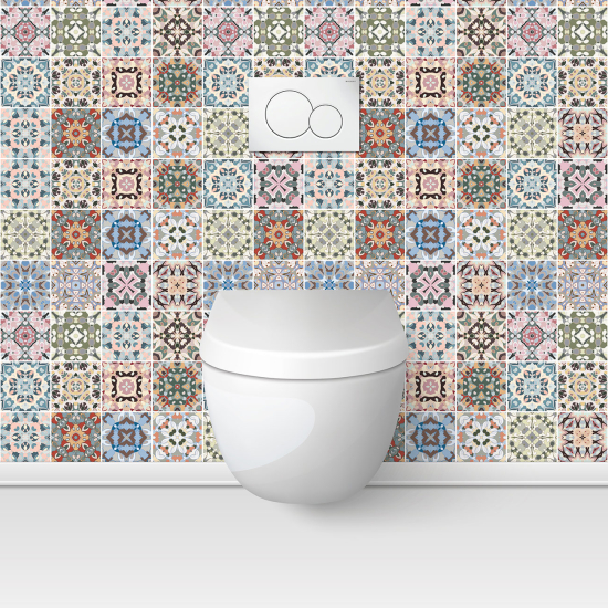 Crédence adhésive WC - Effet carreaux de ciment