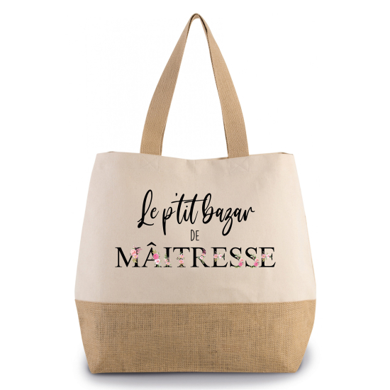 Grand Sac Coton et Jute - Le p'tit bazar de maîtresse