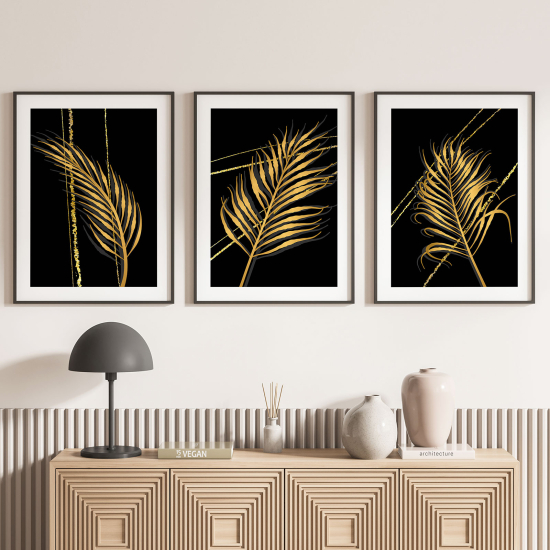 Lot de 3 Affiches / Posters Triptyque - Feuilles