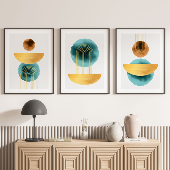 Lot de 3 Affiches / Posters Triptyque - Formes géométriques