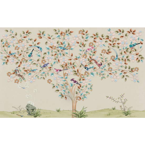 Papier peint panoramique - Arbre Oiseaux