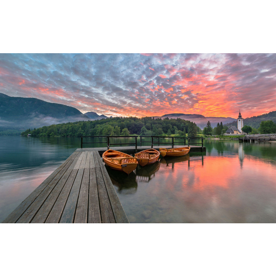 Papier peint panoramique - Bateaux Couché de Soleil