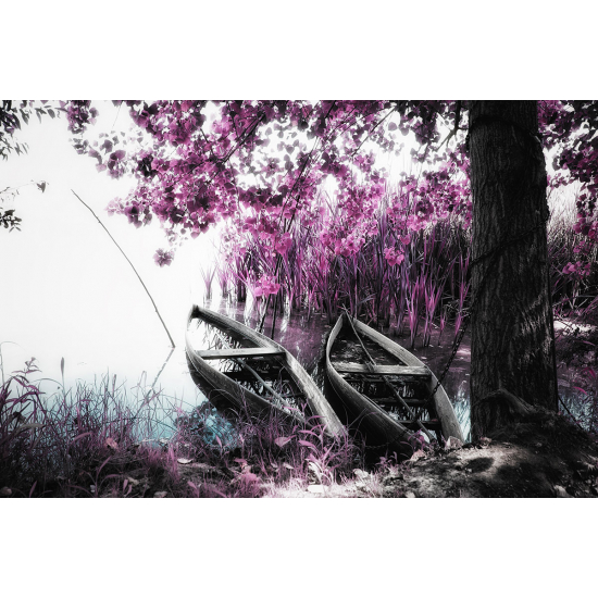Papier peint panoramique - Bateaux Fleurs roses
