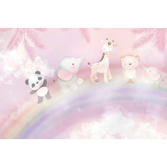 Papier peint panoramique Enfants - Animaux Arc en Ciel