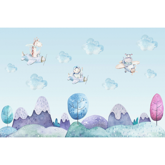 Papier peint panoramique Enfants - Animaux Aviateurs