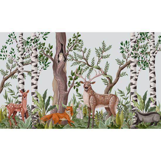 Papier peint panoramique Enfants - Animaux de la Forêt
