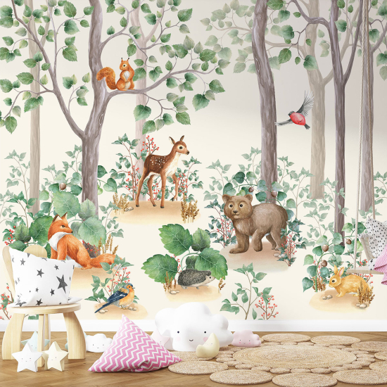 Papier peint panoramique Enfants - Animaux de la Forêt