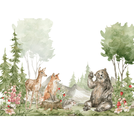 Papier peint panoramique Enfants - Animaux de la Forêt