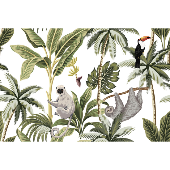 Papier peint panoramique Enfants - Animaux de la Jungle