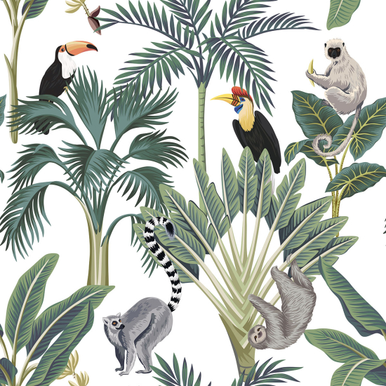 Papier peint panoramique Enfants - Animaux de la Jungle
