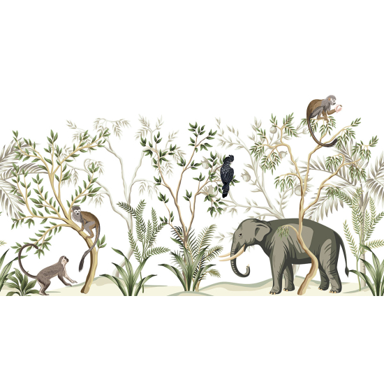 Papier peint panoramique Enfants - Animaux de la Jungle