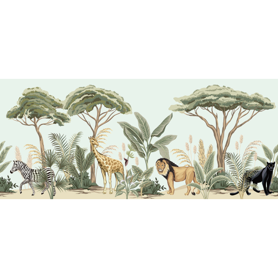Papier peint panoramique Enfants - Animaux de la Jungle