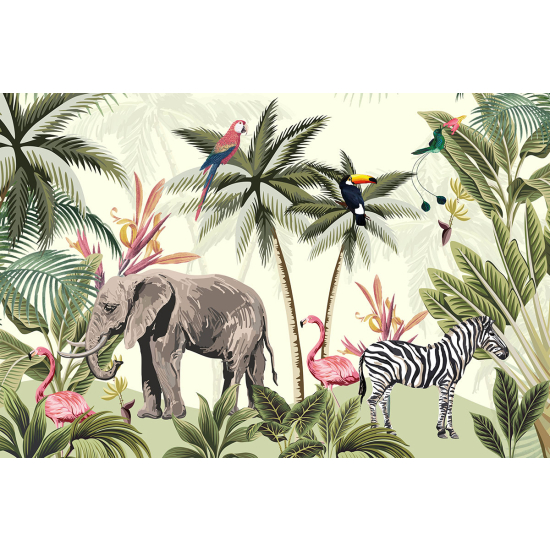 Papier peint panoramique Enfants - Animaux de la Jungle