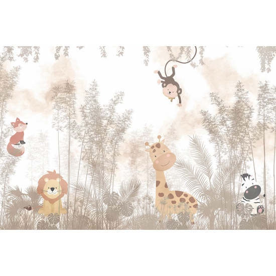 Papier peint panoramique Enfants - Animaux de la Jungle