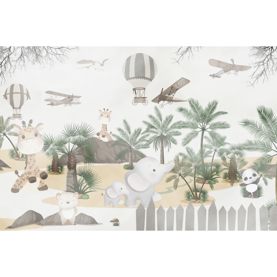 Papier peint panoramique Enfants - Animaux de la Jungle