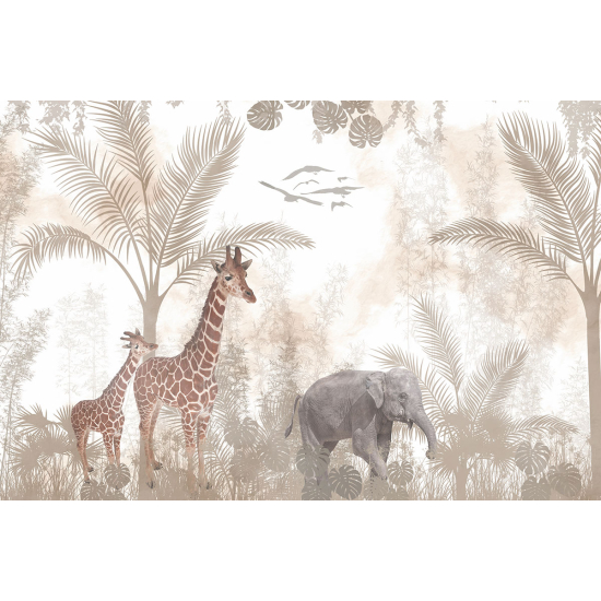 Papier peint panoramique Enfants - Animaux de la Jungle