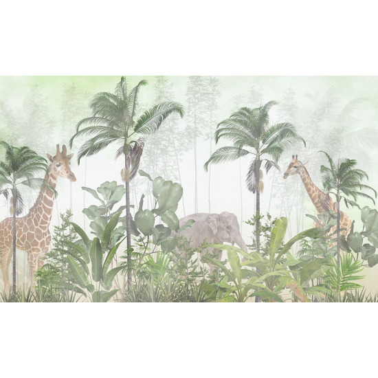 Papier peint panoramique Enfants - Animaux de la Jungle