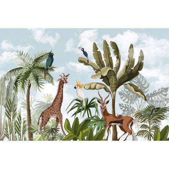 Papier peint panoramique Enfants - Animaux de la Jungle