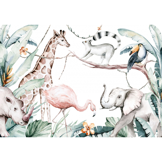 Papier peint panoramique Enfants - Animaux de la Jungle