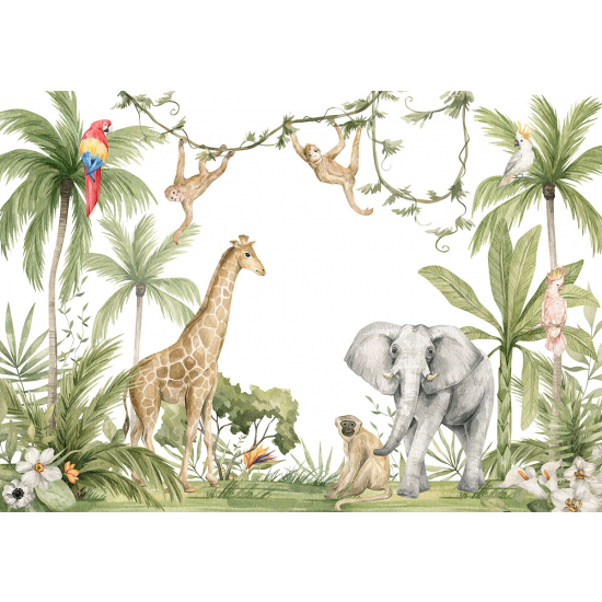 Papier peint panoramique Enfants - Animaux de la Jungle
