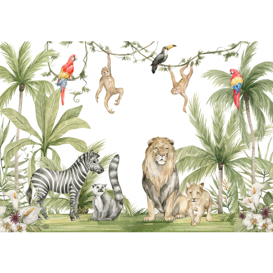 Papier peint panoramique Enfants - Animaux de la Jungle