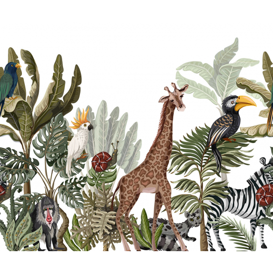 Papier peint panoramique Enfants - Animaux de la Jungle